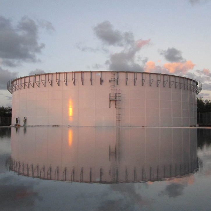 one white wastewater storage tank